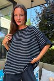 Below Deck Cheesecloth Stripe Tee Black